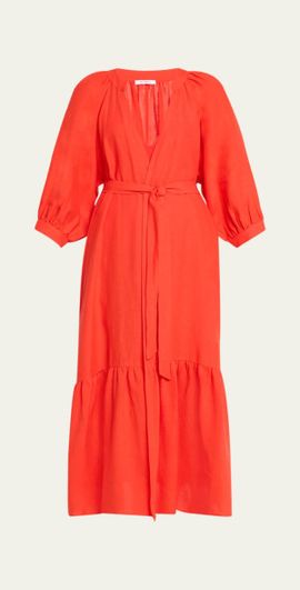 Eres Joie Maxi Linen Wrap Dress