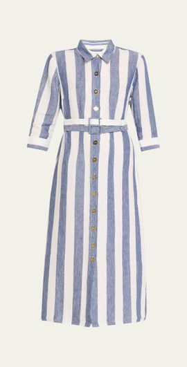 Evi Grintela - Nellie Pleated Toile-Print Midi Shirtdress