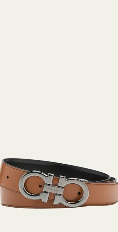 Ferragamo Men's Double Adjustable Leather Gancini Belt