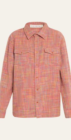 God's True Cashmere Flower Space Dye Tartan Cashmere Shirt Jacket