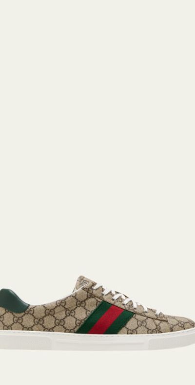 Gucci Men's Gucci Ace Low-Top Sneakers with Web