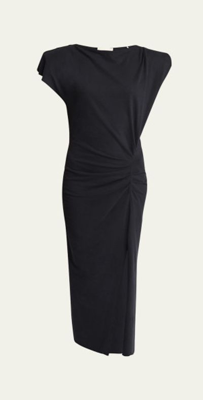 Isabel Marant Nadela Ruched Slit Cotton Maxi Dress