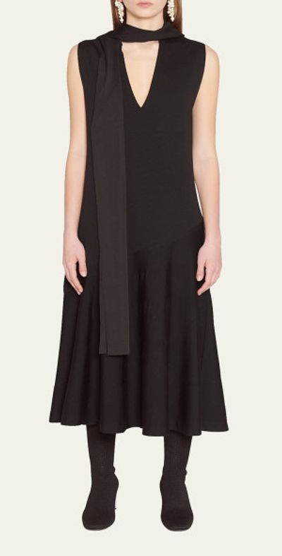 Jil Sander Draped Scarf Midi Dress