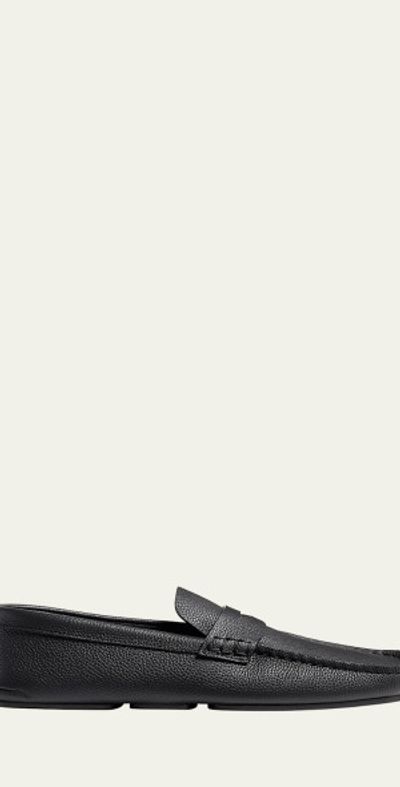 Khaite Billy Grained Leather Moc-Toe Penny Loafers