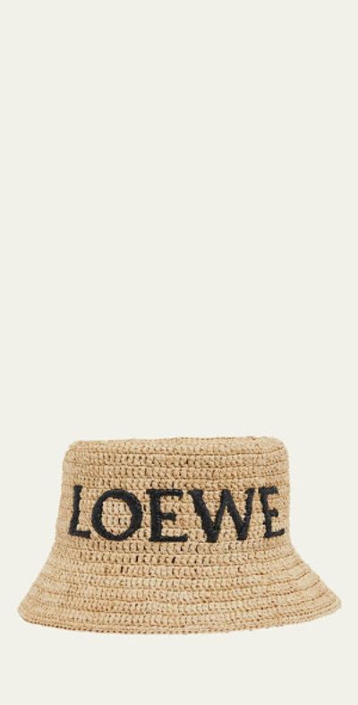 Loewe - Logo Woven Raffia Bucket Hat