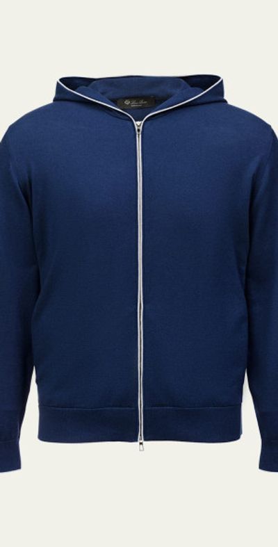 Loro Piana Cashmere-Cotton Zip-Front Hoodie