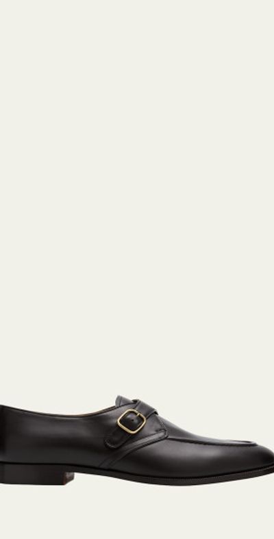 Loro Piana Men's Sergio Walk Leather Single-Monk Strap Loafers
