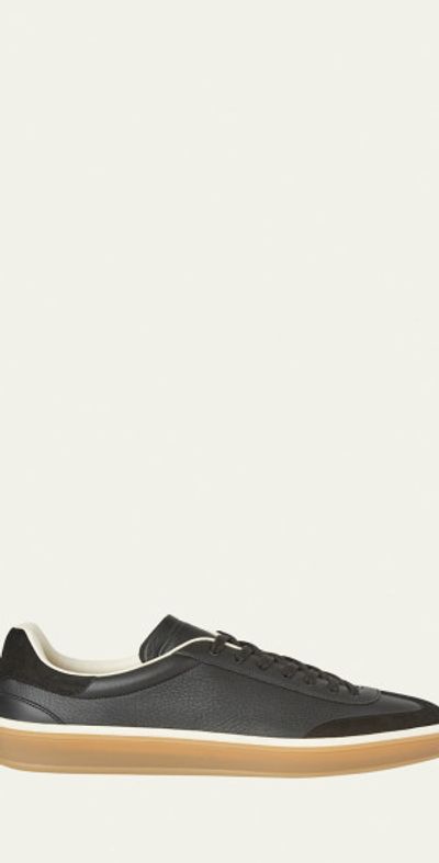 Loro Piana Men's Tennis Walk Mixed Leather Sneakers