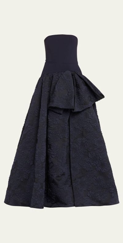 Marchesa Notte - Calathea Strapless A-Line Jacquard Crepe Gown