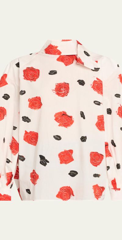 Marni Rose-Print Scarf Oversized Balloon Top