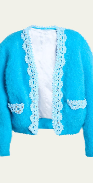 MERYLL ROGGE - Mohair Cardigan with Crochet Trim