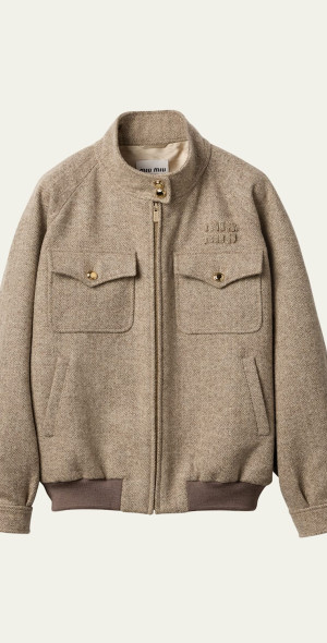 ジャケット MIUMIU CHEVRON WOOL PADDED BOMBER JACKET Miu Miu MIU MIU - Women Chevron Jacket | ateliernewyork