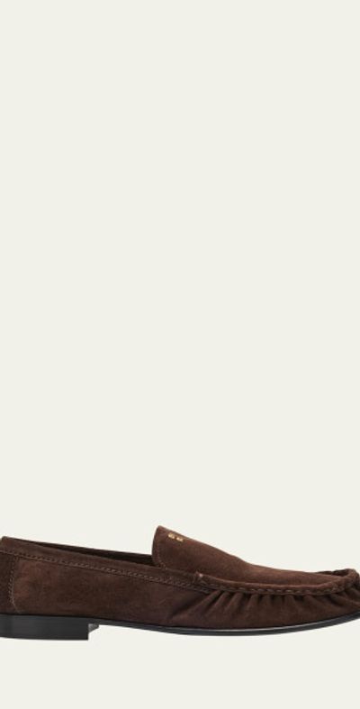 Miu Miu Suede Ruched Mocassin Loafers