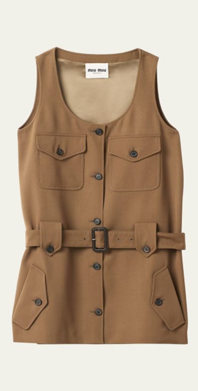 miu miu dress brown Miu Miu Logo-print Midi Dress