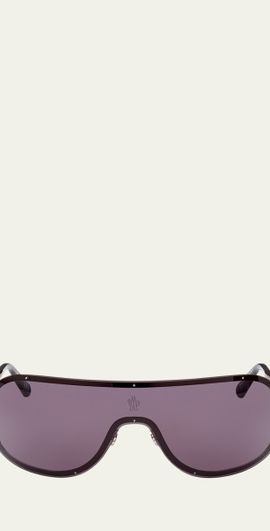 Moncler Gunmetal Logo Metal Alloy Shield Sunglasses