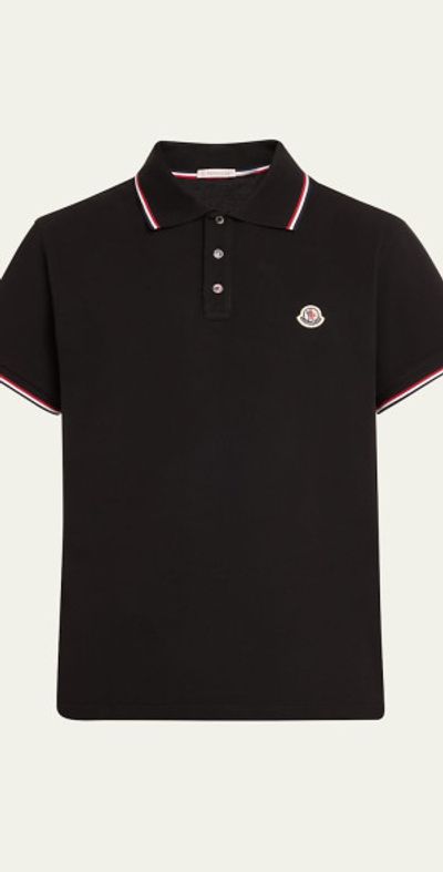 Moncler Men's Pique Logo Patch Polo Shirt