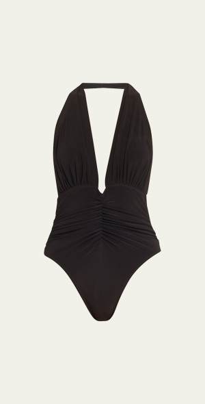 NORMA KAMALI Women's Halter One Piece Swimsuit - Low Back, Black, Medium - View #9