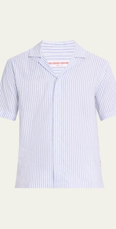 Orlebar Brown Men's Maitan Relaxed-Fit Linen Beach Stripe Camp Shirt