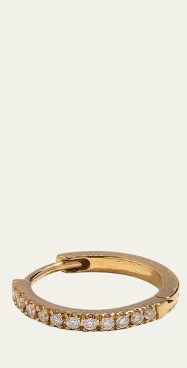 Pamela Love 14K Yellow Gold 8mm Pave White Diamond Huggie Earring, Single