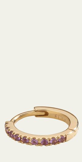 Pamela Love 14k Yellow Gold Pave Amethyst 8mm Huggie Hoop Earring, Single