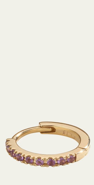 Pamela Love 14k Yellow Gold Pave Amethyst 8mm Huggie Hoop Earring, Single