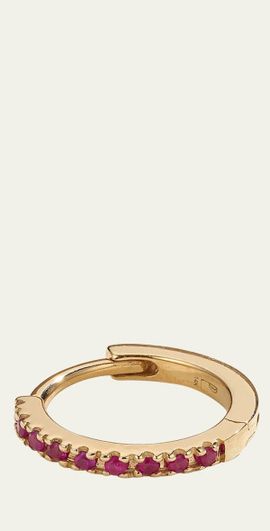 Pamela Love 14k Yellow Gold Pave Ruby 8mm Huggie Hoop Earring, Single