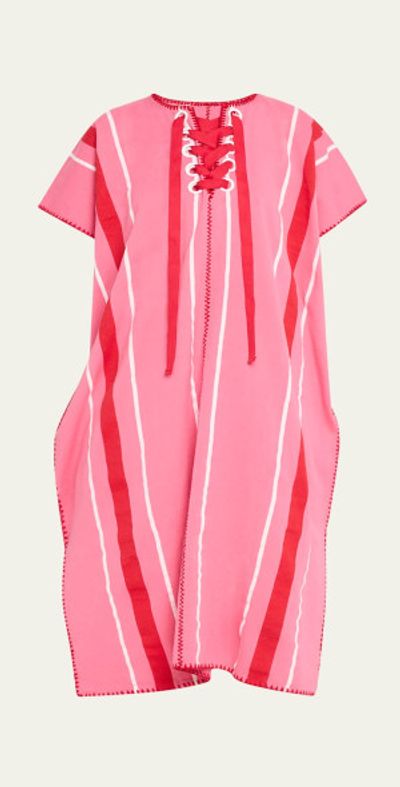 Pippa Holt Two-Panel Striped Midi Kaftan with Laced Detailing