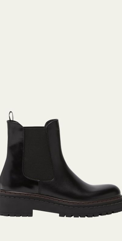 Prada Chocolate Calfskin Chelsea Ankle Boots
