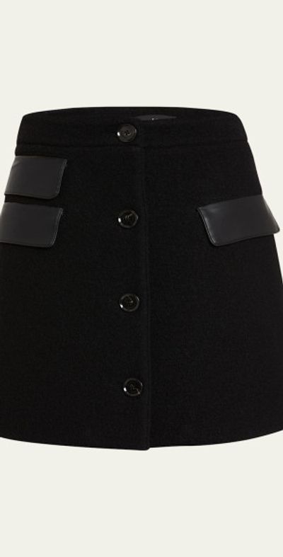 Proenza Schouler Mei Faux Leather Pocket Button-Front Wool Mini Skirt