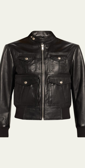 R13 - Shrunken Zip-Front Leather Jacket