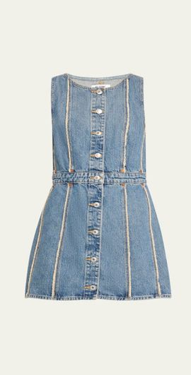 RE/DONE Frayed Denim Mini Dress