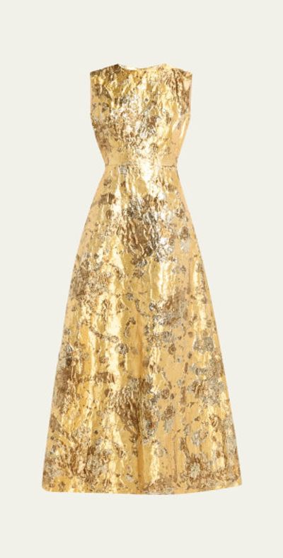 Reem Acra - Long Metallic Brocade Kaftan Reem Acra - Long Metallic Brocade Kaftan