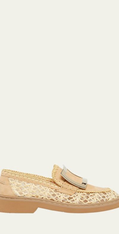 Roger Vivier Viv Rangers Braided Raffia Loafers