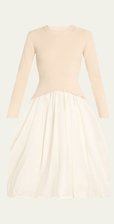 SIMKHAI Kenlie Long-Sleeve Bubble Midi Dress
