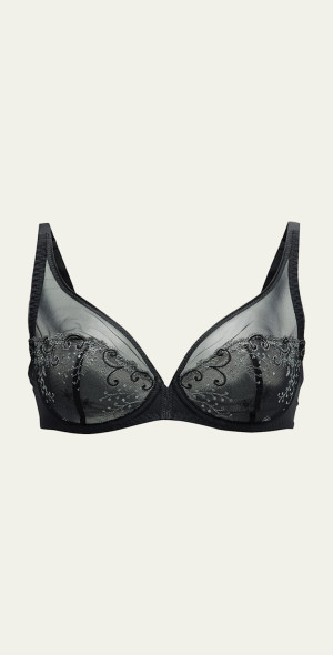 Simone Perele Delice Two-part Full-cup Sheer Plunge Bra In Blush