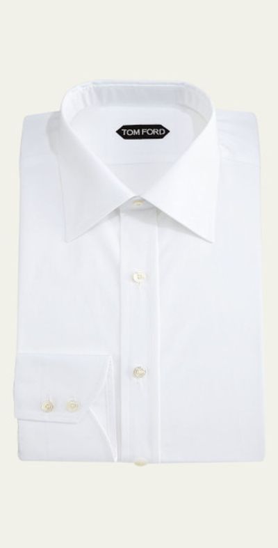 TOM FORD Classic Barrel Cuff Dress Shirt, White