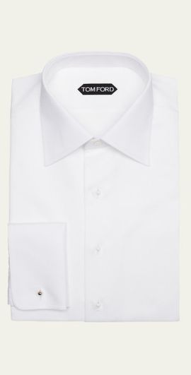 TOM FORD Men's Cotton Piqué Dress Shirt with French Cuffs