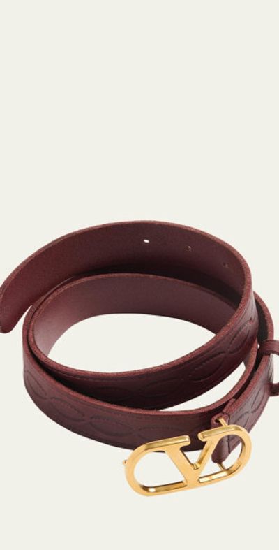 Valentino Garavani Men's Leather V Logo Buckle Belt