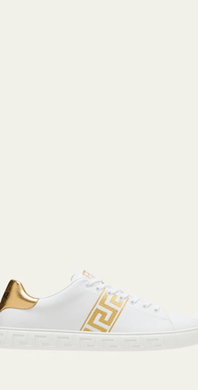 Versace Men's La Greca Leather Low-Top Sneakers