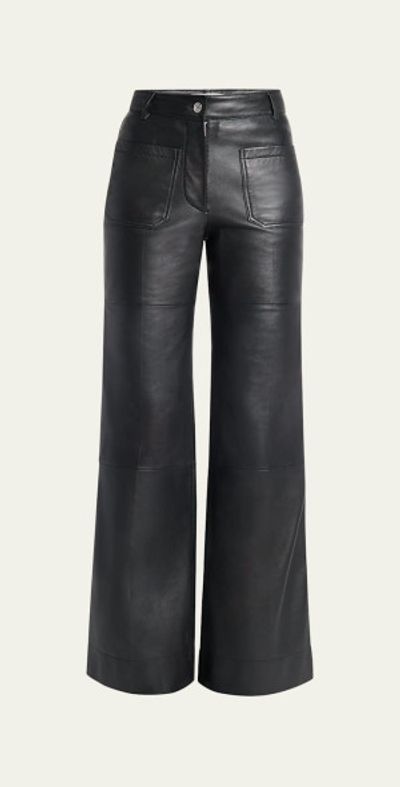 Victoria Beckham Alina Flared Leather Trousers
