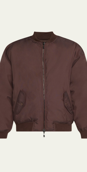 Eco-fur and Re-Nylon reversible bomber jacket Fur