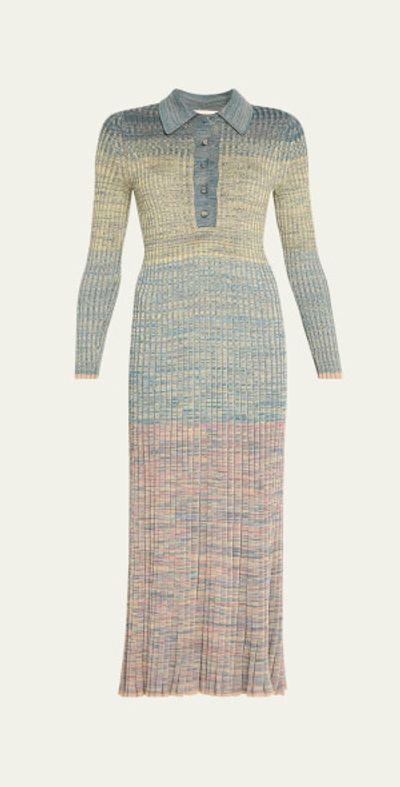 zimmermann rib polo mini dress Luna pleated striped ribbed-knit mini dress - cream