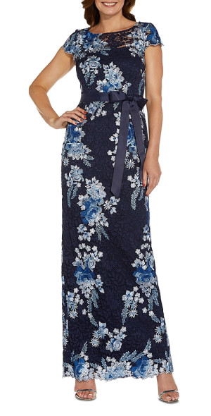 adrianna papell lace fit & flare dress Adrianna Papell Black Blush Lace Fit Flare Dress main image 1