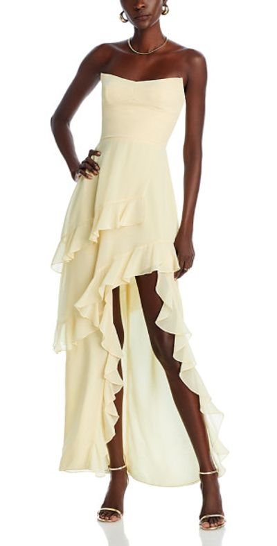 asymmetric hem corset mini dress in black Mermaid Strapless Asymmetrical Beaded Long Prom Dress with Slit main image 1