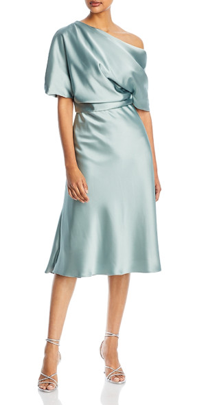 bloomingdales fit and flare dresses T Tahari Short Sleeve Cotton Fit and Flare Dress