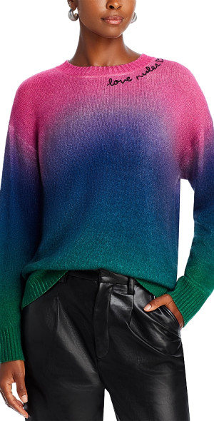 Aqua Cashmere Ribbed Sweetheart Neck Cashmere Sweater Size Large main image 0