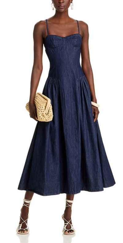 knee length dresses for ladies Poplin Cream Bustier Midi Dress – Defiant Boutique main image 0