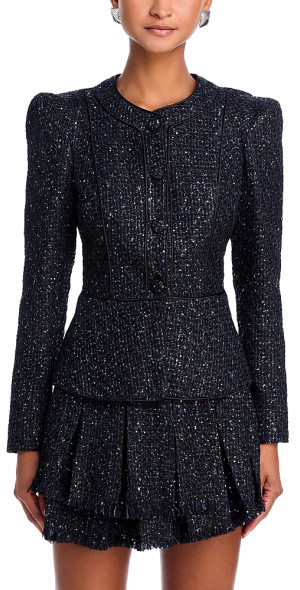 Aqua - x Wicked Sequin Tweed Peplum Jacket