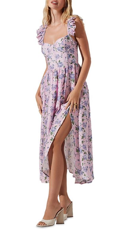 astr corset fit and flare dress ASTR Bustier Dress In Blue