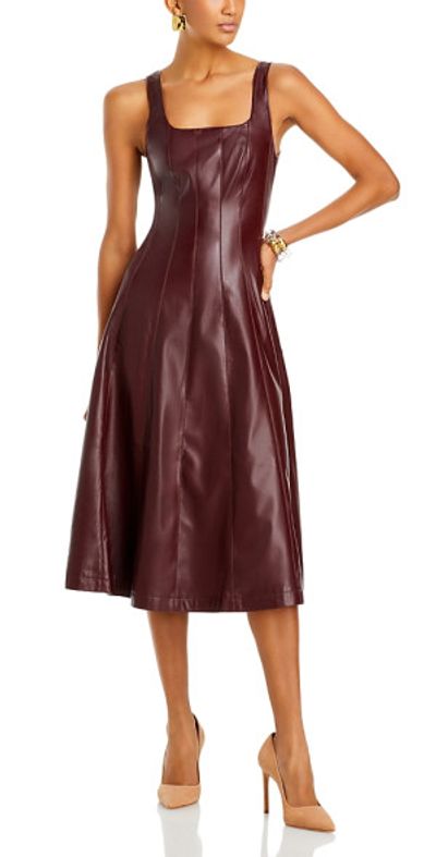leather swing dress Maeve Faux Leather Sleeveless Swing Dress